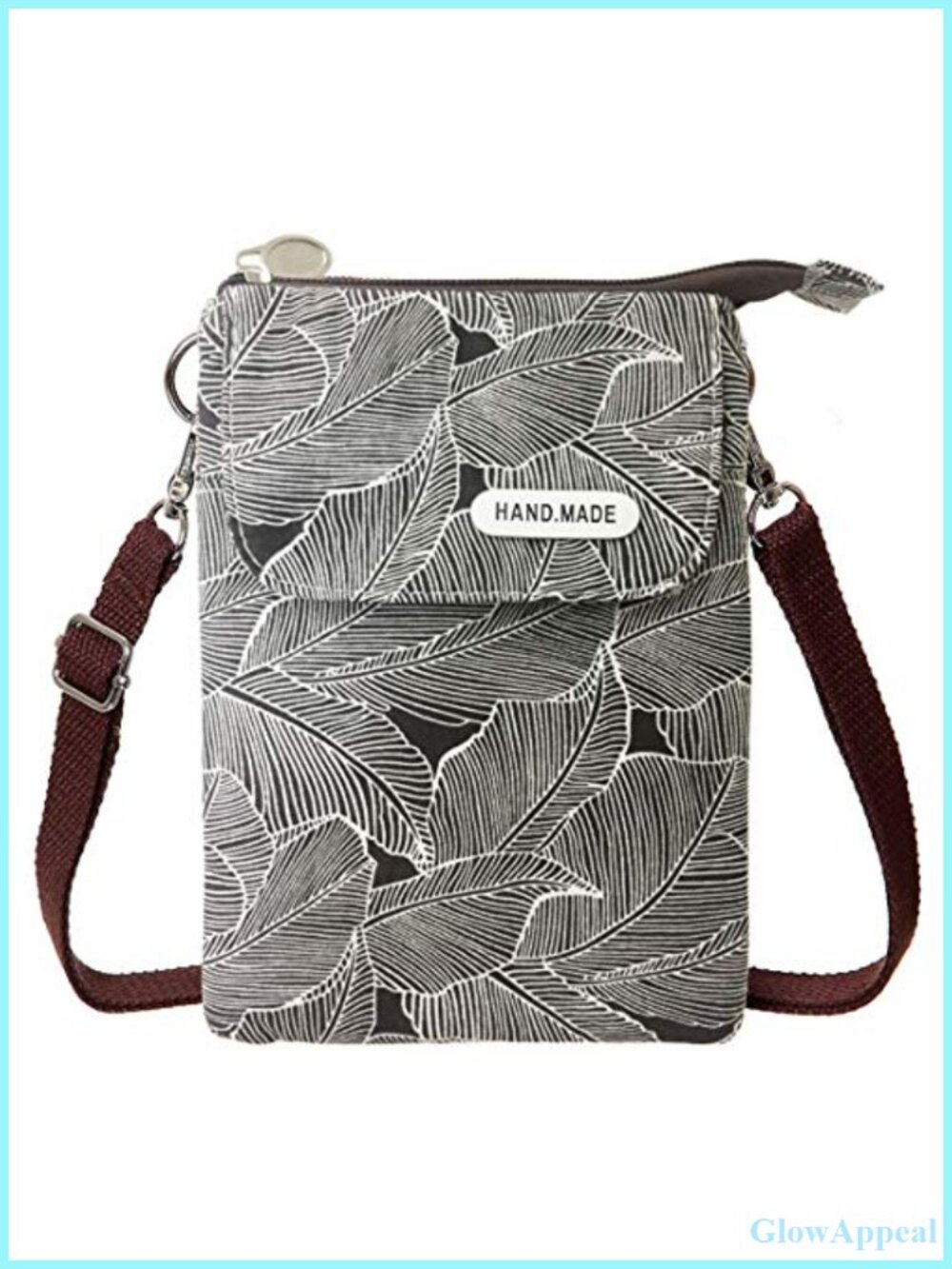 Small Canvas Crossbody Bag Adjustable Strap Multi-Pocket Purse